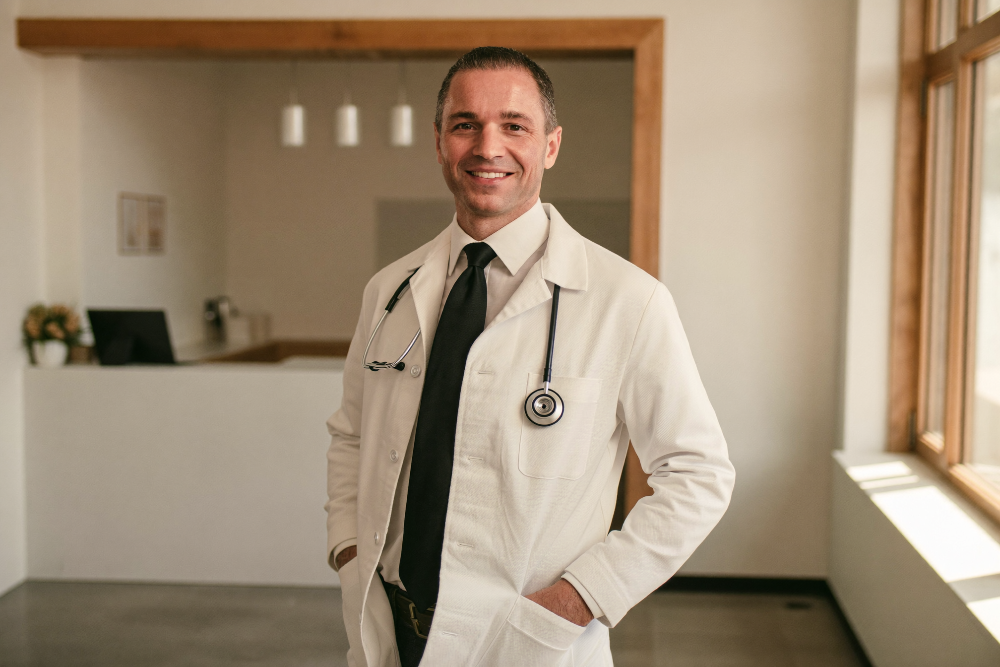 TRT clinic doctor in modern medical office