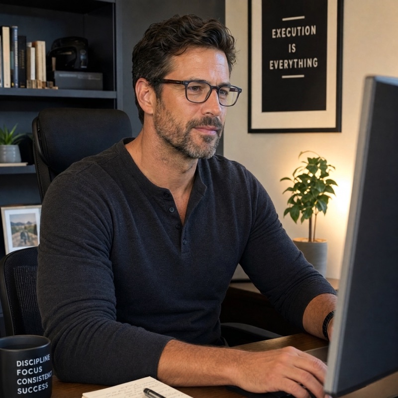 Man on a telehealth video consultation from his home office